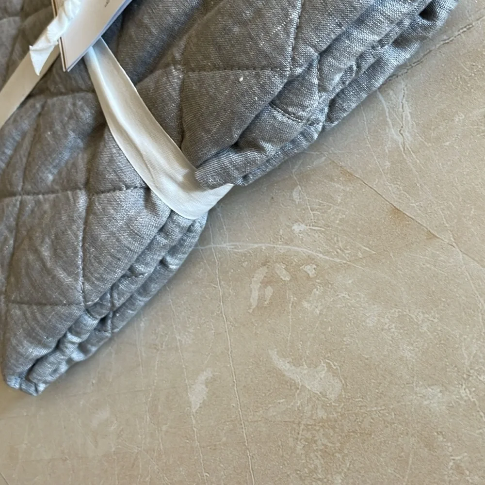 Pottery Barn Belgian Flax Linen Diamond Sham King Flagstone, NWT
